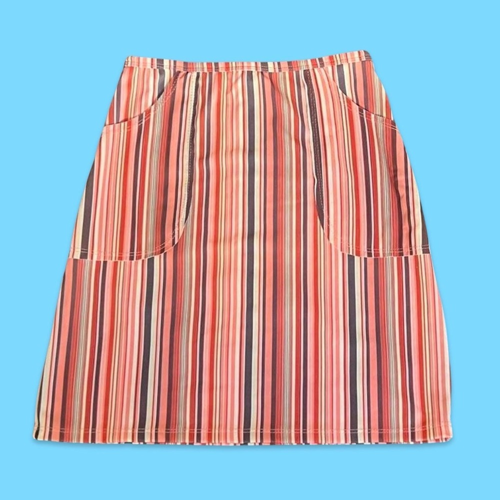 Multi-color stripe y2k midi skirt